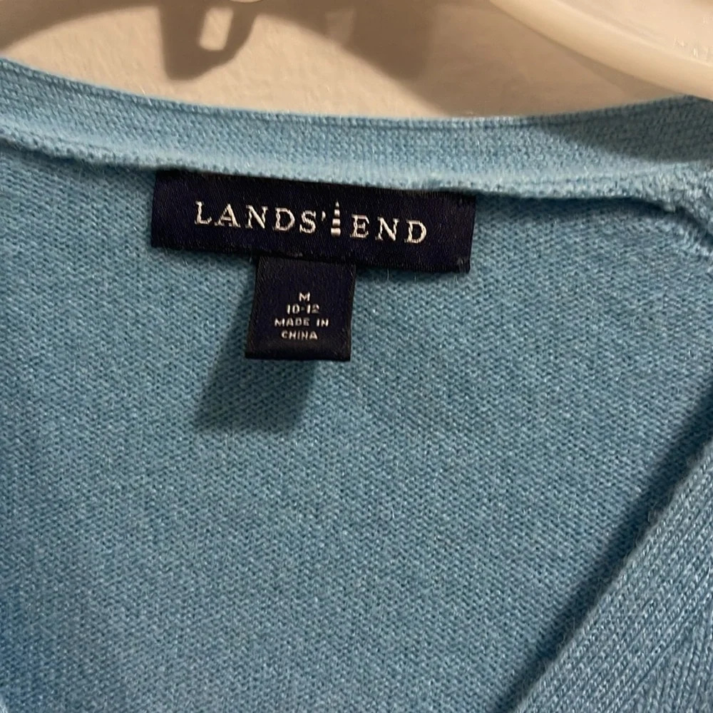 Lands End 2 Piece Baby Blue Tank Top and Open Cardigan Set - Picture 5 of 8